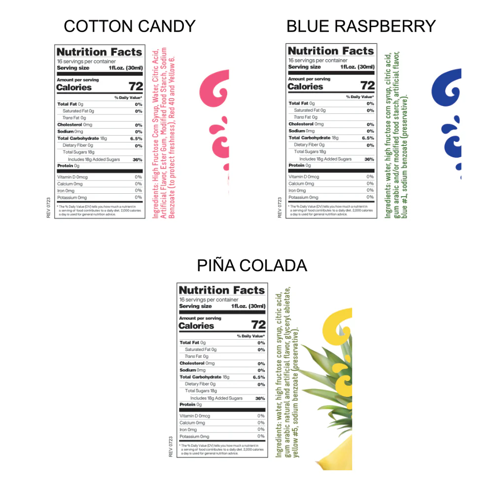 3-Pack Time For Treats Syrup - Cotton Candy, Blue Raspberry, Piña Colada - Image 6