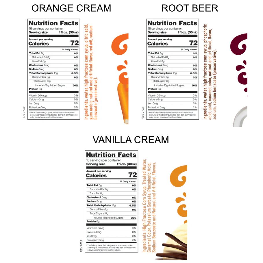 3-Pack Time For Treats Syrup - Root Beer, Vanilla Cream, Orange Cream - Image 6