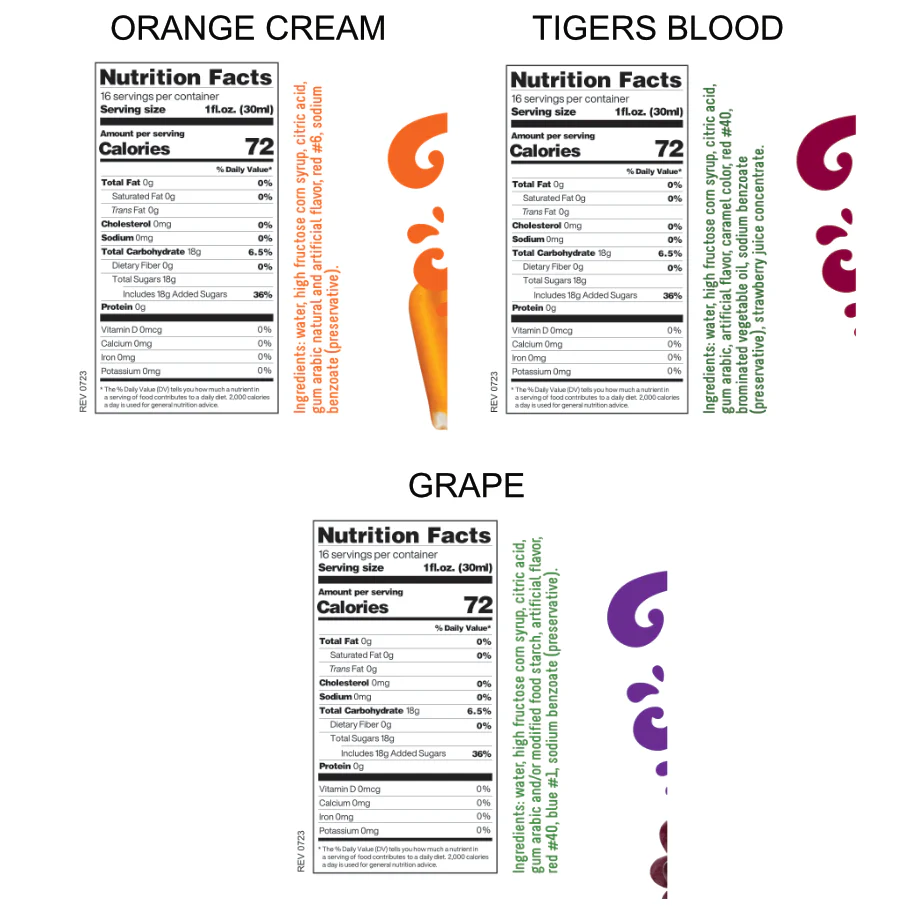 3-Pack Time For Treats Syrup - Orange Cream, Tigers Blood, Grape - Image 6