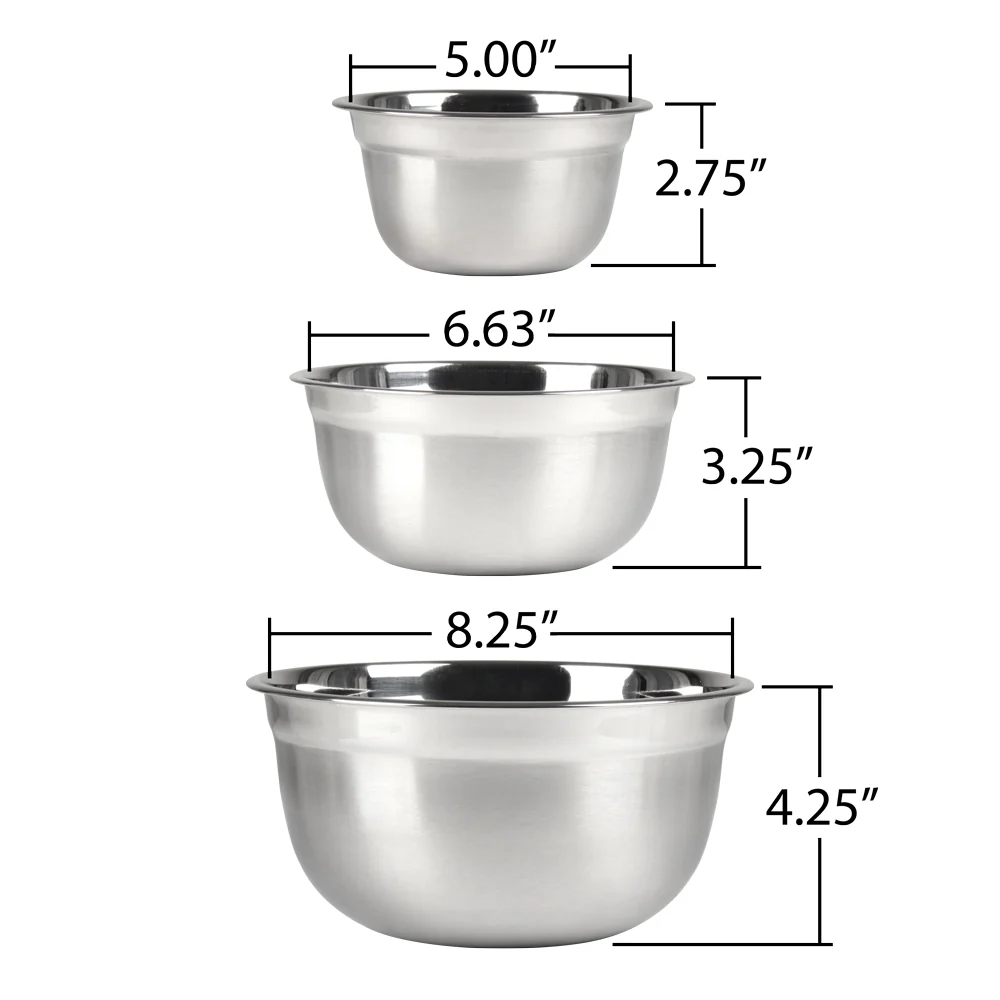 Stainless Steel 3 PC Bowl Set - Image 6
